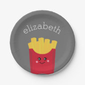 可愛いかわいいフランスのフリース名前をカスタムする ペーパープレート (正面)