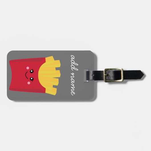 可愛いかわいいフランスのフリース名前をカスタムする ラゲッジタグ (正面横)