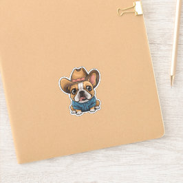 可愛いかわいいフランスのブルドッグカウボーイハットドッグアート シール