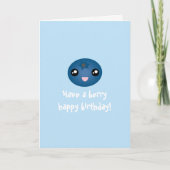 可愛いかわいいブルーベリーはベリーハッピーバースデー カード (正面)