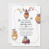 可愛いかわいいベア醜いセータークリスマスパーティー 招待状 (正面)