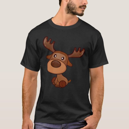 可愛いかわいいムースエルクディアアラスカムースおもしろい Tシャツ (正面)
