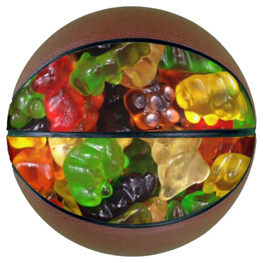 可愛いかわいいレインボーカラフルキャンディーベアグミ バスケットボール (正面)