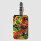 可愛いかわいいレインボーカラフルキャンディーベアグミ ラゲッジタグ (正面縦)