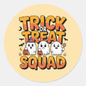 可愛いかわいいレトロ幽霊トリックハロウィーン ラウンドシール (正面)