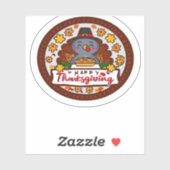 可愛いかわいい七面鳥 – ハッピンクラシック感謝祭T- シール (シート)