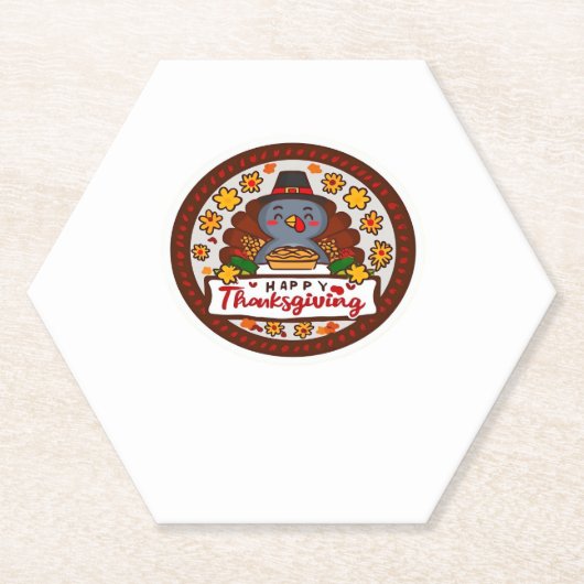可愛いかわいい七面鳥 – ハッピンクラシック感謝祭T- ペーパーコースター (正面)
