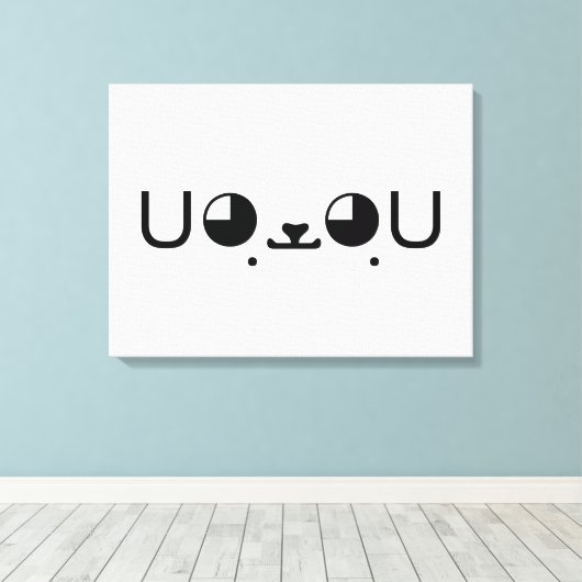 可愛いかわいい子犬日本の顔文字 キャンバスプリント (インサイチュ (ウッドフロア))