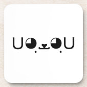 可愛いかわいい子犬日本の顔文字 コースター (正面)