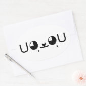 可愛いかわいい子犬日本の顔文字 楕円形シール (封筒)