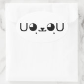 可愛いかわいい子犬日本の顔文字 楕円形シール (バッグ)