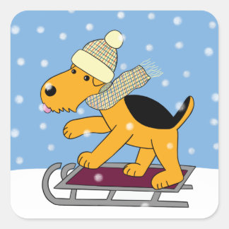可愛いかわいい子犬Sledステッカー スクエアシール