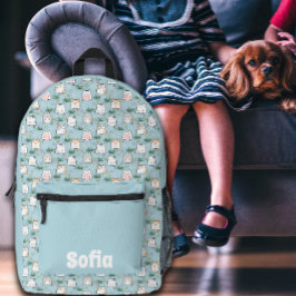 可愛いかわいい子猫パターン紺色の名前 プリントバックパック