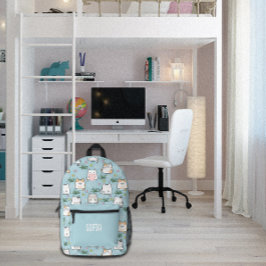 可愛いかわいい子猫パターンAzure Blue プリントバックパック