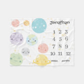 可愛いかわいい惑星スターズベビーマイルストーン フリースブランケット (正面(横))