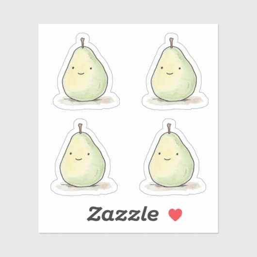 可愛いかわいい水彩梨 シール (シート)