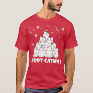可愛いかわいい猫ツリーメリークリスマス2022猫オーナー Tシャツ