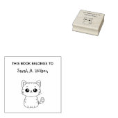 可愛いかわいい猫ブックパーソナライズド蔵書票 ラバースタンプ (押印)