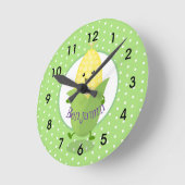 可愛いかわいい踊りコーン漫画の耳 ラウンド壁時計 (傾斜)