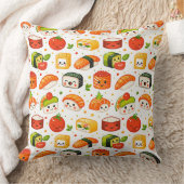 可愛いかわいい食すしキャラクター白b クッション (ブランケット)