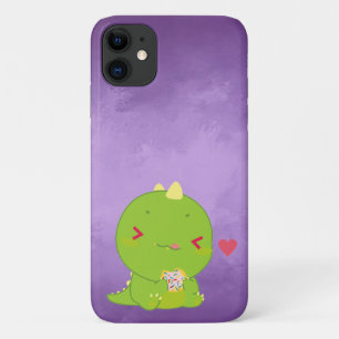 可愛いかわいい食べ恐竜のクッキーパープル iPhone 11 ケース