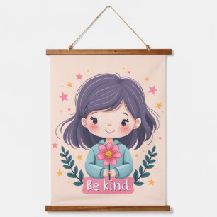 可愛いかわいい「優しい」イラストレーション – 健康アート 吊り下げ型タペストリー