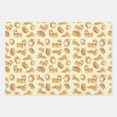 可愛いかわいいcorgiの子犬のパターン ラッピングペーパーシート (正面)