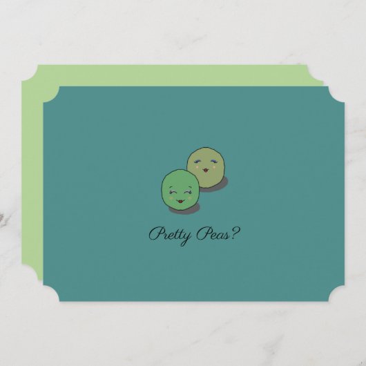 可愛いかわいらしエンドウ豆が私の花嫁カードになる 招待状 (正面/裏面)