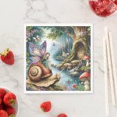 可愛いかわいらしカタツムリと蝶の妖精の国 スタンダードランチョンナプキン (インサイチュ)