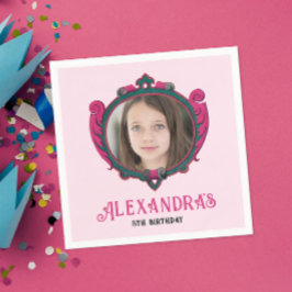 可愛いかわいらしガーリー赤面ピンク王室のプリンセス写真 スタンダードカクテルナプキン