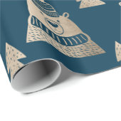 可愛いかわいらしバラ金ゴールドクリスマスツリーベアパターン ラッピングペーパー (ロールコーナー)