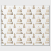 可愛いかわいらしバラ金ゴールドクリスマスツリーベアパターン ラッピングペーパー (フラット)