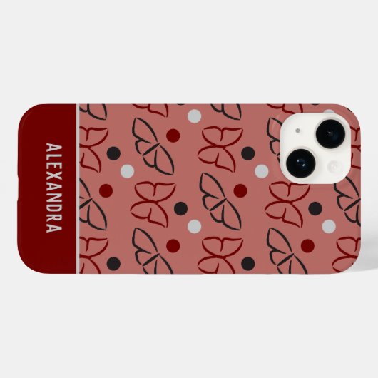 可愛いかわいらしピンクのグレー/グレーの蝶アートパターン Case-Mate iPhoneケース (裏面 (横))