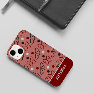 可愛いかわいらしピンクのグレー/グレーの蝶アートパターン Case-Mate iPhone 14ケース