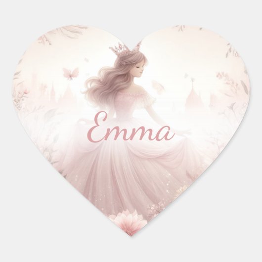 可愛いかわいらしピンクプリンセスハート ハートシール (正面)