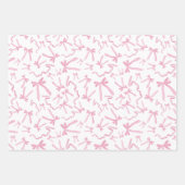 可愛いかわいらしピンクリボン弓パターンギフト ラッピングペーパーシート (正面2)