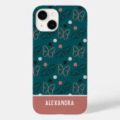 可愛いかわいらしブルーとピンクの蝶アートパターン Case-Mate iPhoneケース (裏面)