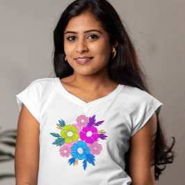可愛いかわいらし花カラフル Tシャツ
