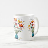 可愛いかわいらし花フローラ盛り合わせブーケ花瓶 コーヒーマグカップ (正面右)