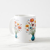 可愛いかわいらし花フローラ盛り合わせブーケ花瓶 コーヒーマグカップ (正面左)