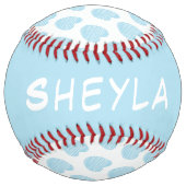 可愛いかわいらし青いハートパターン名 ソフトボール (裏面)