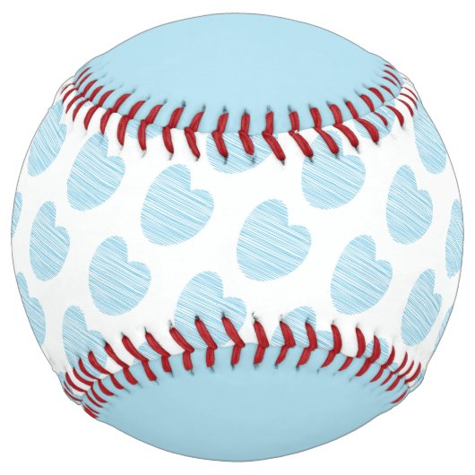 可愛いかわいらし青いハートパターン名 ソフトボール (正面)