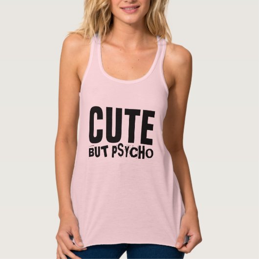 可愛いがサイコおもしろいレディースTシャツ タンクトップ (正面)