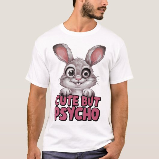 可愛いがサイコおもしろいン熱狂する- Bunny Tシャツ (正面)
