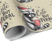 可愛いがフェラルなクリスマスアライグマかわいい動物のクリスマス ラッピングペーパー (ロールコーナー)