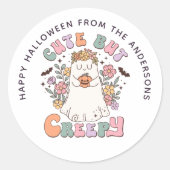 可愛いが不気味なハロウィーンGroovyトリートバッグシール ラウンドシール (正面)