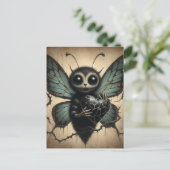 可愛いが不気味な吸血鬼の蝶と黒ハート ポストカード (スタンド正面)