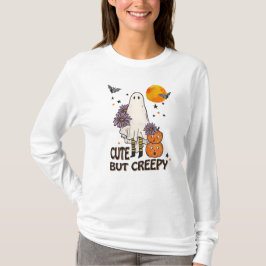 可愛いが不気味な幽霊、カボチャ&こうもり Tシャツ