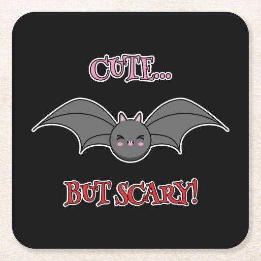 可愛いが怖いこうもり スクエアペーパーコースター (正面)