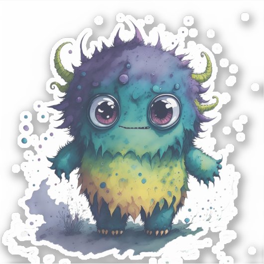 可愛いが怖い漫画のモンスターデザインシール シール (正面)